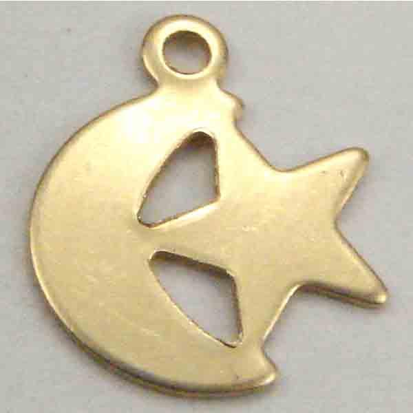 Brass 12MM Star and Moon Stamping