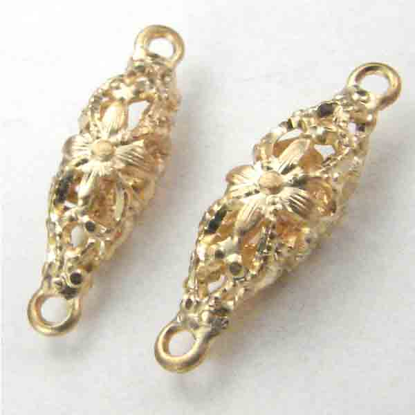 Brass 12X5 Oval Filigree Connector