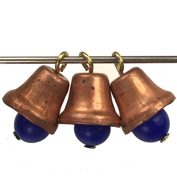 Brass 12x10MM Bell With 6MM Royal Blue Glass Clapper