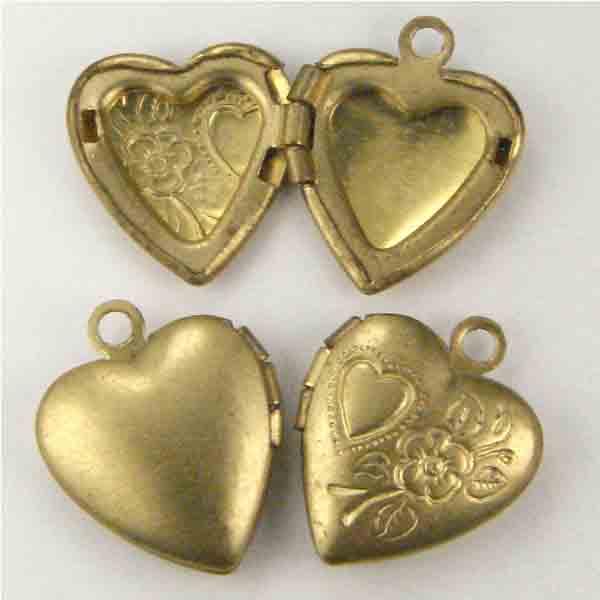 Brass 15x13MM Floral Heart Locket