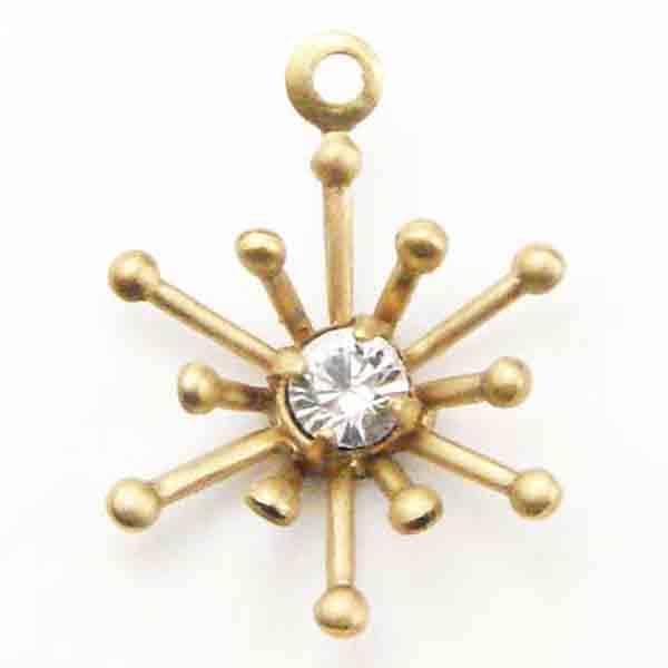 Brass 13x10MM Starburst With Crystal Rhinestone