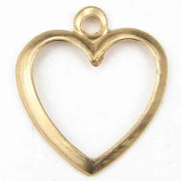 Brass 13x12MM Thin Rimmed Heart Stamping