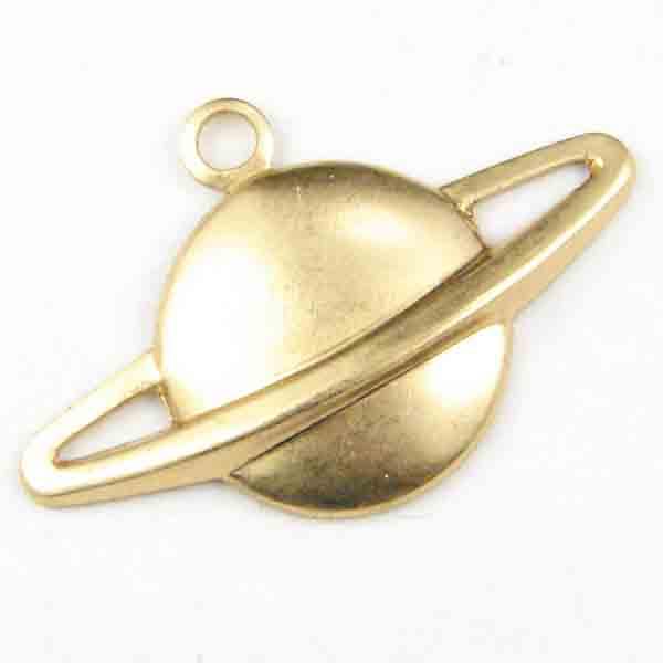 Brass 13x21MM Saturn Charm Pendant