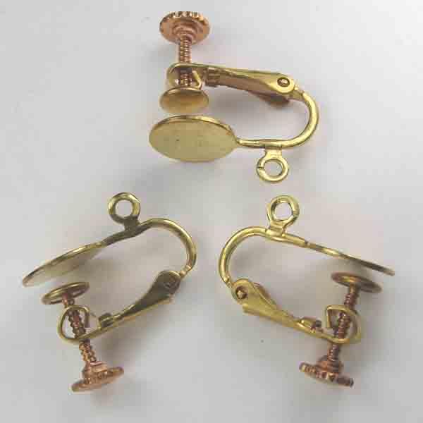 Brass 13x9MM Clip On With Screw Back, 9MM Gluing Pad and Hanging Loop