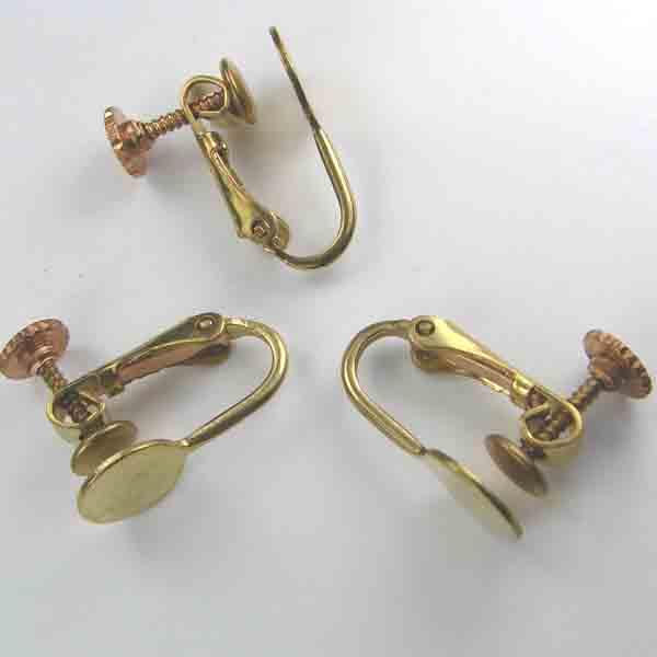 Brass 13x9MM Clip On With Screw Back And 8MM Gluing Pad