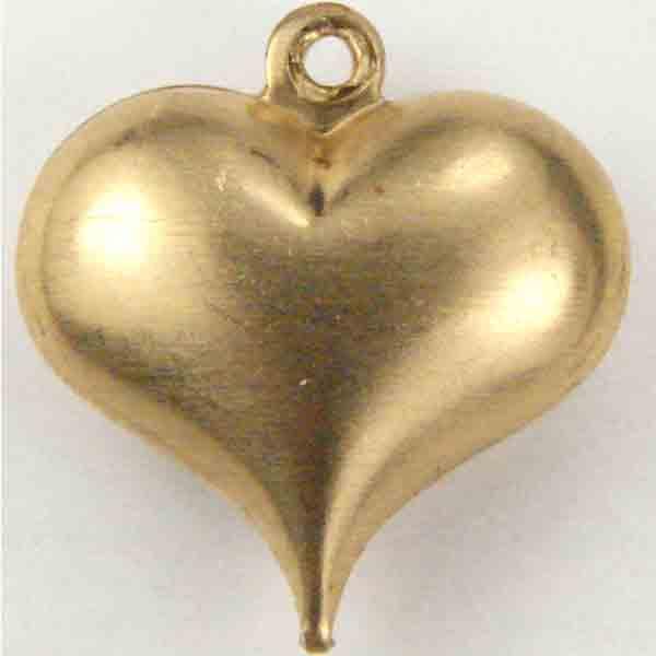 Brass 14MM Heart Puffed