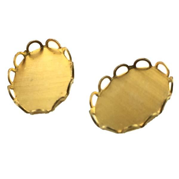 Brass 14x10MM Lace Edge Cabochon Setting Bezel