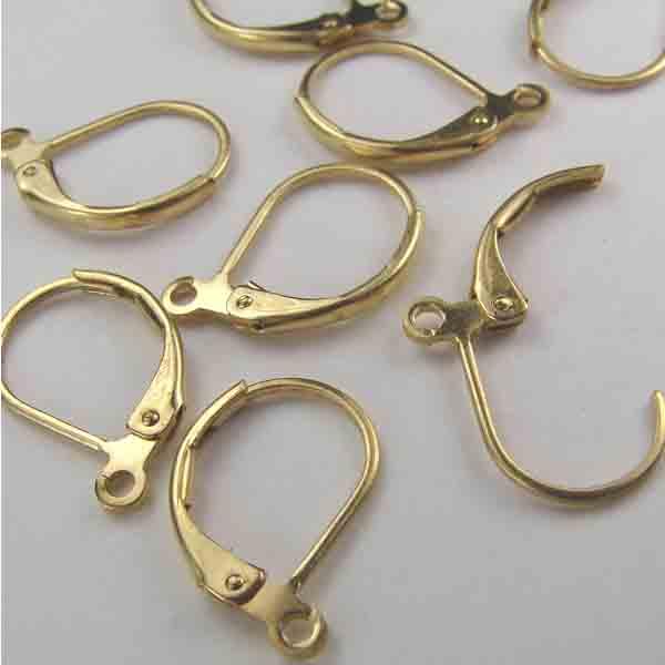 Brass 14x10MM Leverback Ear Clip with Plain Front