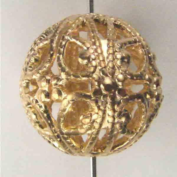 Brass 15MM Filigree Textured Bead