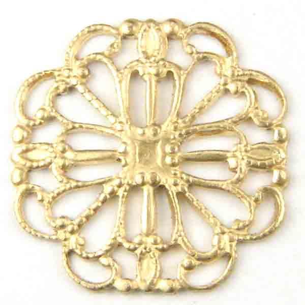 Brass 15MM Round Filigree Stamping