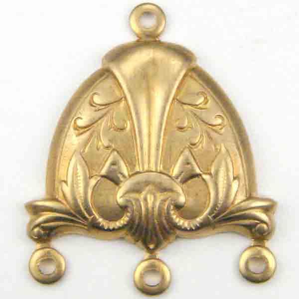 Brass 15x19MM Ornate 3 to 1 Connector