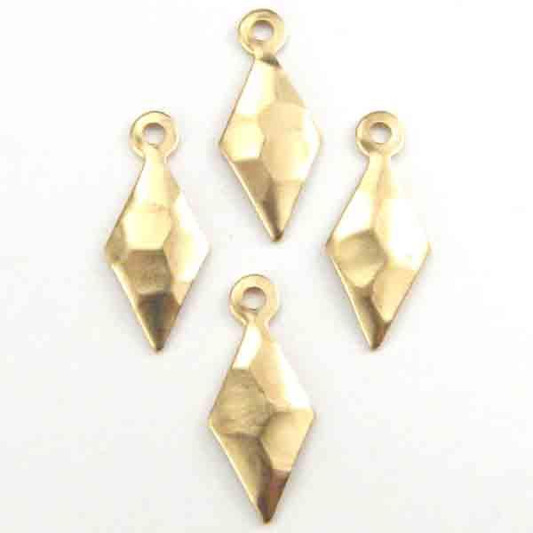 Brass 15x6MM Hammered Diamond