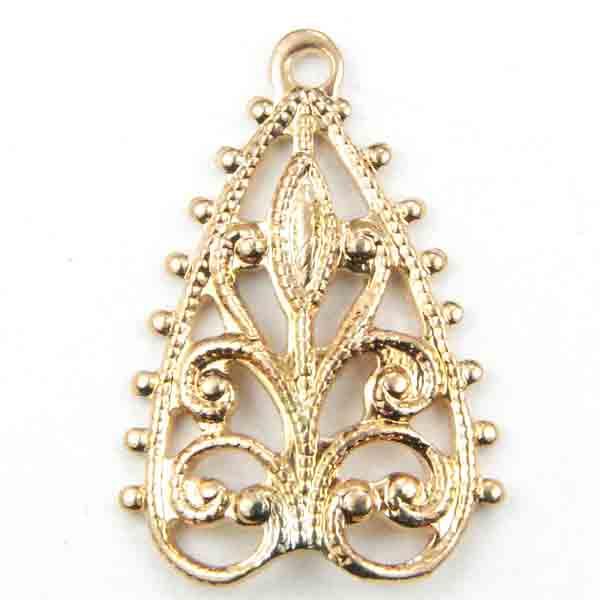 Brass 16X12MM Inverted Filigree Heart