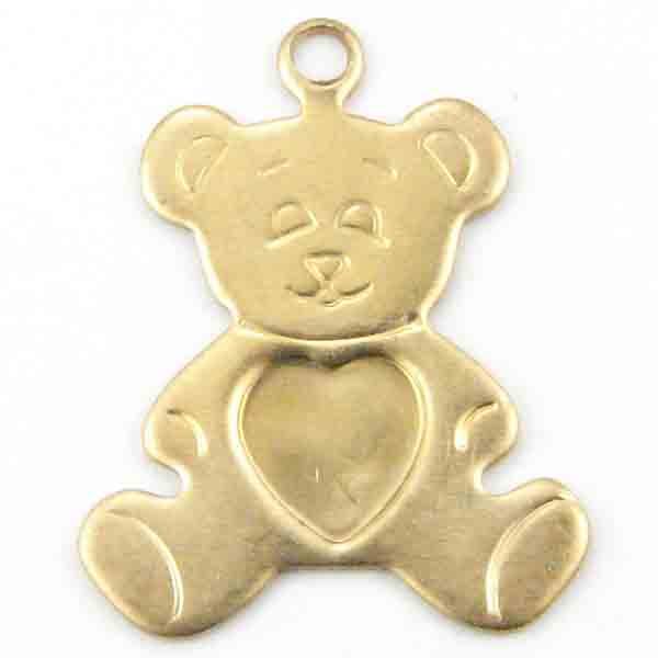 Brass 16x15MM Stamped Teddy Bear