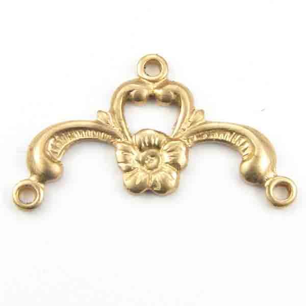 Brass 16x8MM Floral Y Necklace Connector
