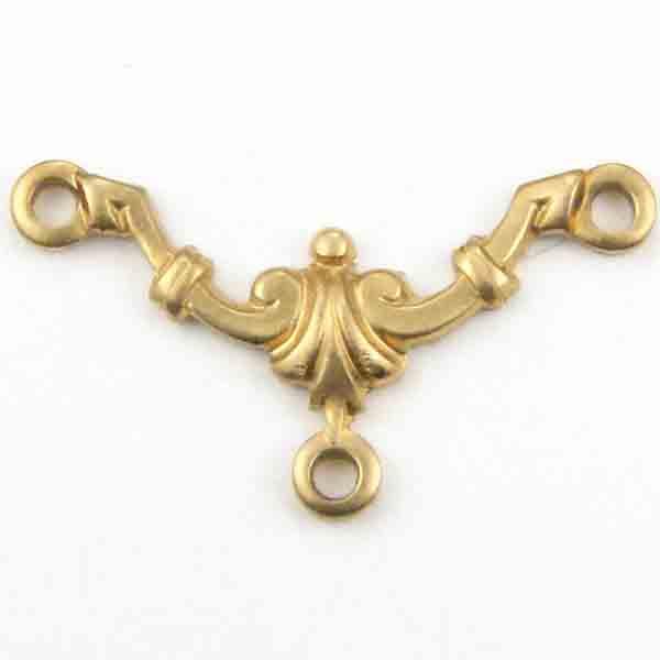 Brass 17x10MM Curved Ornate 2 to 1 Chandelier Connector