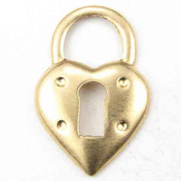 Brass 17x11MM Heart Lock