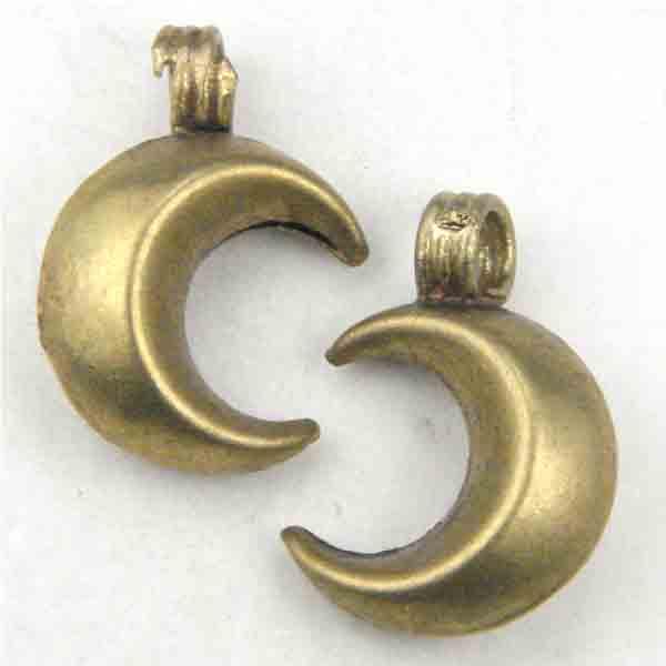 Brass 17x12MM Hollow Crescent Moon