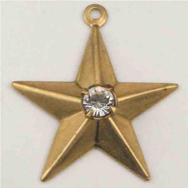 Brass 18MM Star with Rhinestone Setting