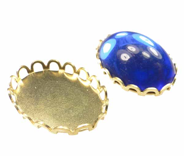 Brass 18x13MM Lace Edge Cabochon Setting Bezel