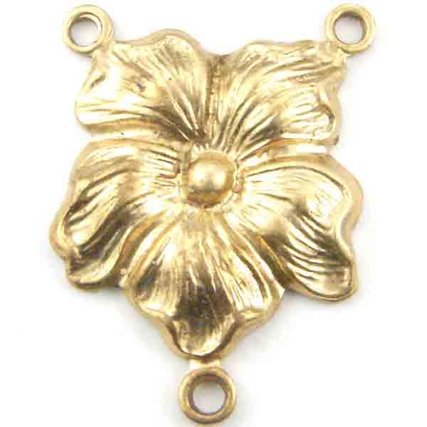 Brass 19x14MM 2 to 1 Pansy Flower Chandelier Connector