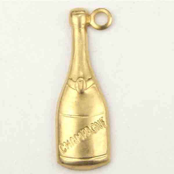 Brass 19x6MM Champagne Bottle