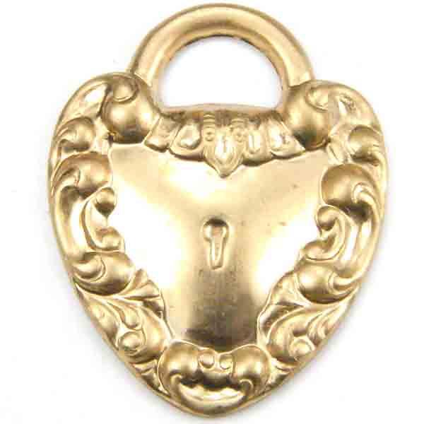 Brass 20x16MM Heart Shaped Lock Stamping