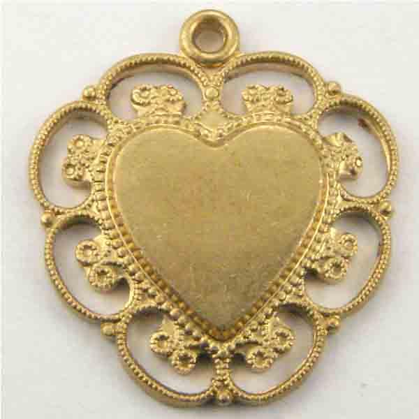 Brass 20x18MM Lace Edge Heart