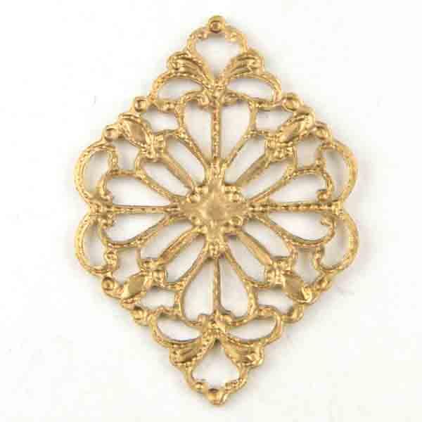 Brass 21x15MM Diamond Filigree Stamping