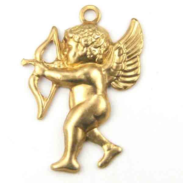 Brass 21x15MM LEFT Facing Cherub With Bow and Arrow
