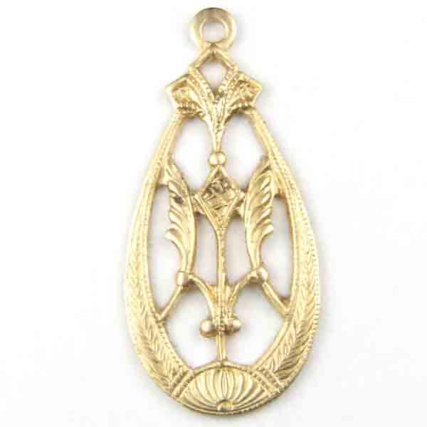 Brass 22x10MM Art Deco Filigree Tear