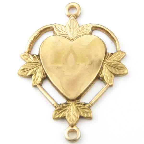 Brass 22x16MM Diestruck Heart Connector