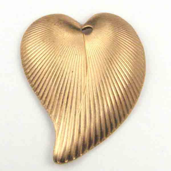 Brass 25X20MM Curved Leaf with Lines