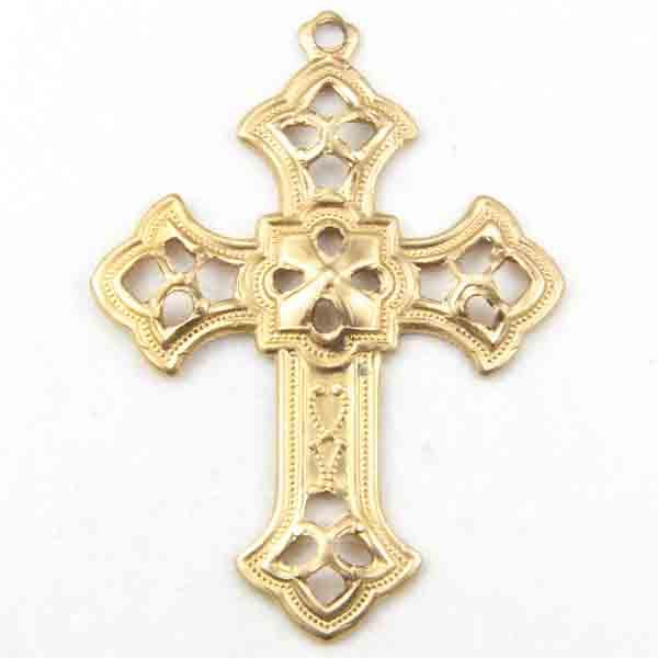 Brass 24x19MM Gothic Filigree Cross