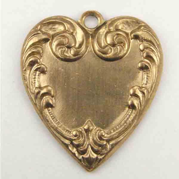 Brass 25MM Floral Edged Heart