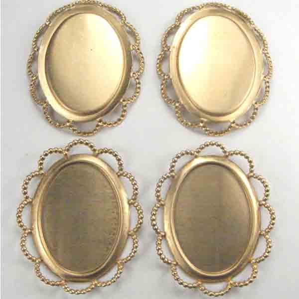 Brass 25X18MM Lace Edge Bezel Setting