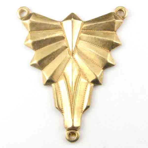 Brass 25x21MM Art Deco 1 to 2 Loop Chandelier Connector