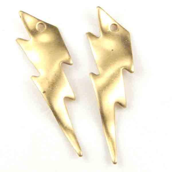 Brass 25x7MM Wavy Lightening Bolt