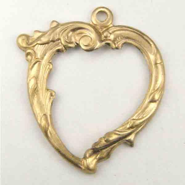 Brass 27x24MM Ornate Heart Stamping
