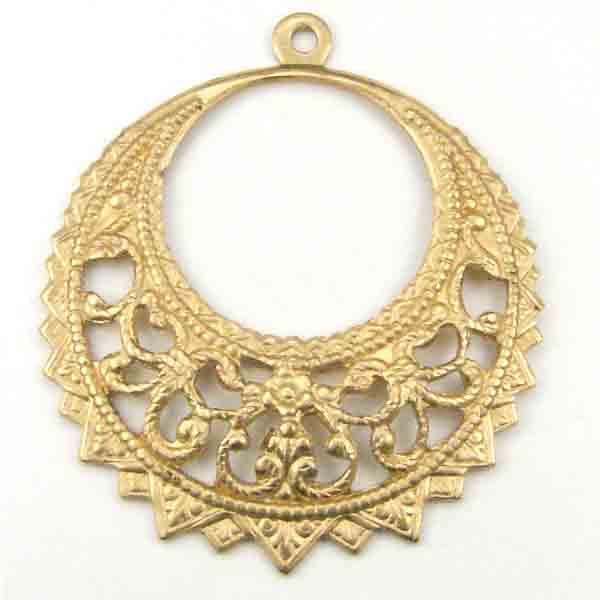 Brass 28MM Round Filigree Pendant