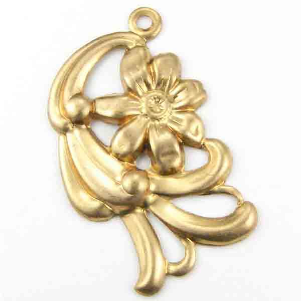 Brass 28x17MMMM Right Facing Floral Charm