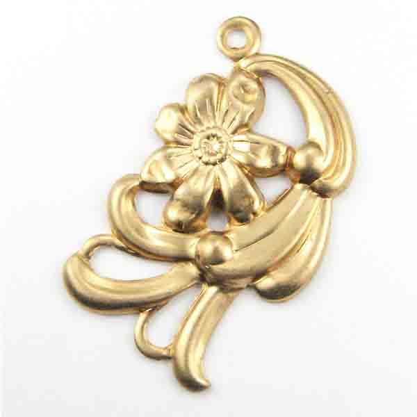 Brass 28x17MM Left Facing Floral Detail