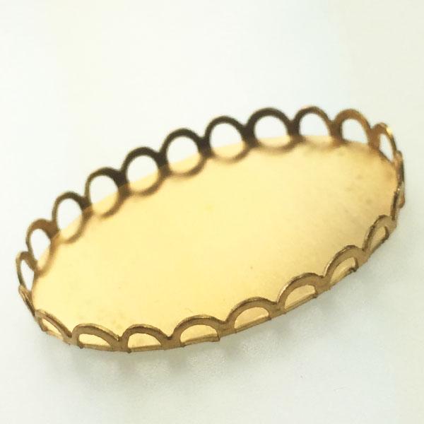 Brass 30x22MM Lace Edge Cabochon Setting Bezel