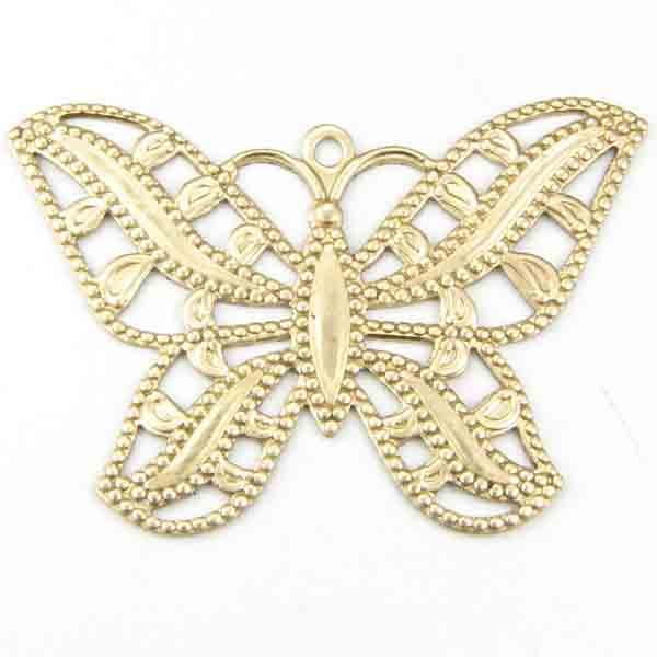 Brass 32x22MM Filigree Butterfly