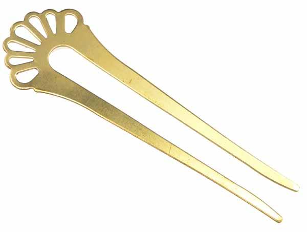 Brass 3.8 Inch Openwork Hair Fork