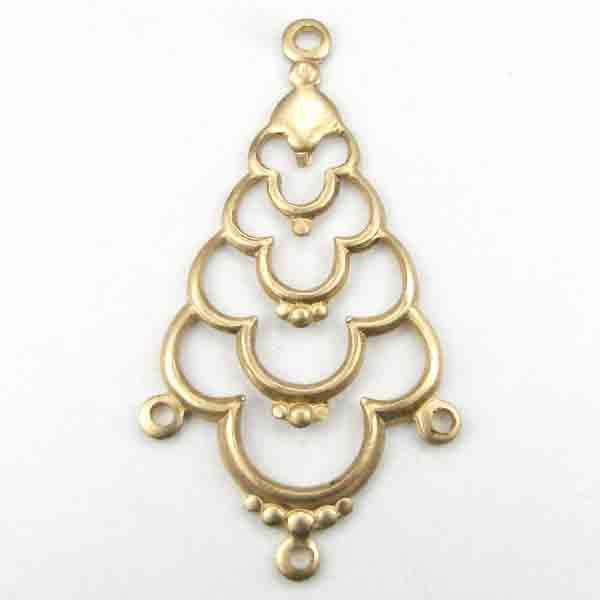 Brass 38x21MM Scalloped 1 to 3 Loop Chandelier Connector