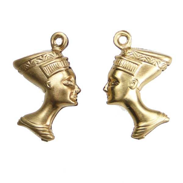 Brass 3D Nefertiti Bust Charm 15X9MM