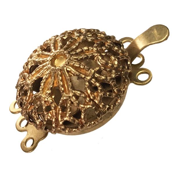 Brass 3 Strand 18MM Filigree Box Clasp