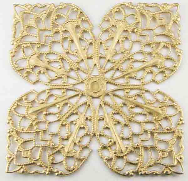Brass 43MM Four Leaf Filigree