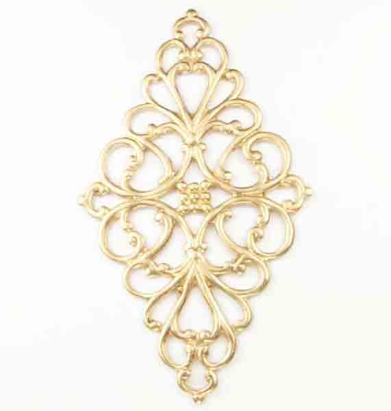 Brass 45x26MM Diamond Filigree